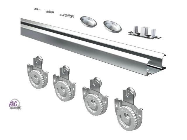 Lot 56-269550 - New Bypass Sliding Door Hardware 60", Bypass Wardrobe Closet Door Track Set, Smoothly and Quietly, f...