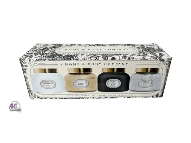 Lot 56-164314 - New Home &amp; Body Company (3 Pack) 12 oz. Scented Candles Soy Wax Blend Fragrances: Cedarwood Vani...