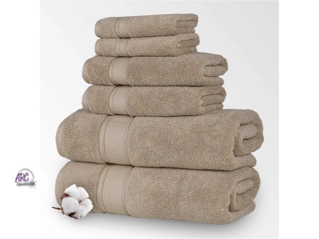 Lot 56-751820 - New Luxury Linen - Hotel Quality Turkish Towel Set for Bathroom (6 Pcs Towel Set, Warmsand Beige)