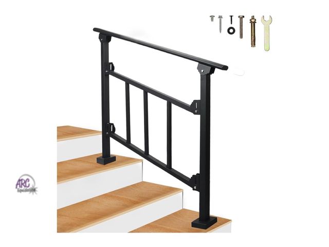 Lot 56-272851 - New in box Upgrade 3 Steps Black Handrail &amp; Indoor Stair Railing Kit, Fence &amp; Rail Hand Rail...