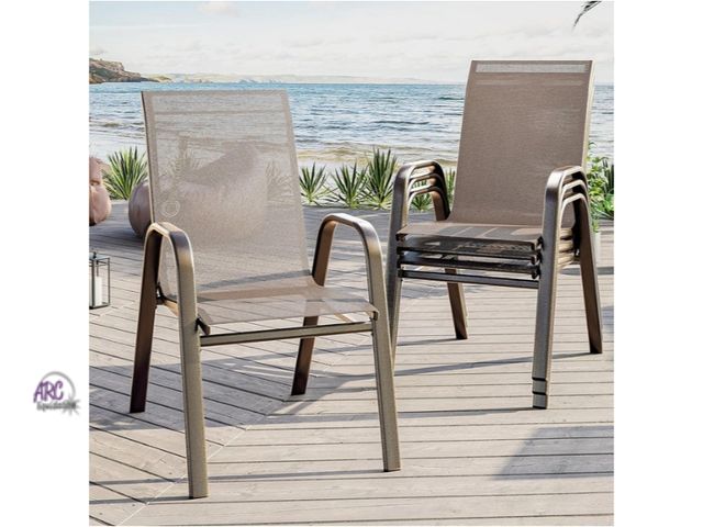 Lot 56-752450 - New in box. Set of 4 Garvee Patio Stackable Chairs  Outdoor Metal Frame Dining Chairs with Breathabl...