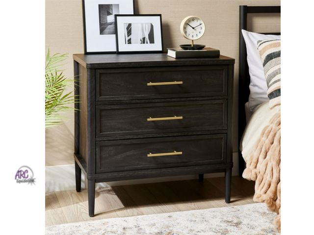 Lot 56-787813 - New in box. Better Homes &amp; Gardens Oaklee 3 Drawer Nightstand with USB, Charcoal Finish