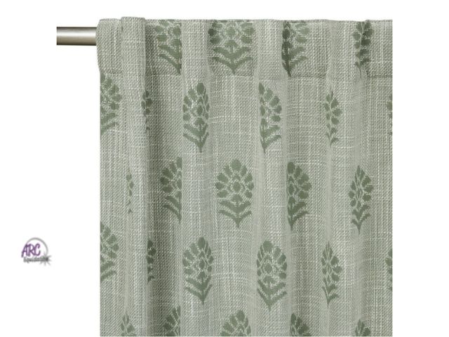 Lot 56-395814 - New, 2 Pack,Better Homes &amp; Gardens Floral Block Print Blackout, Panels Green, 50"W x 84"L