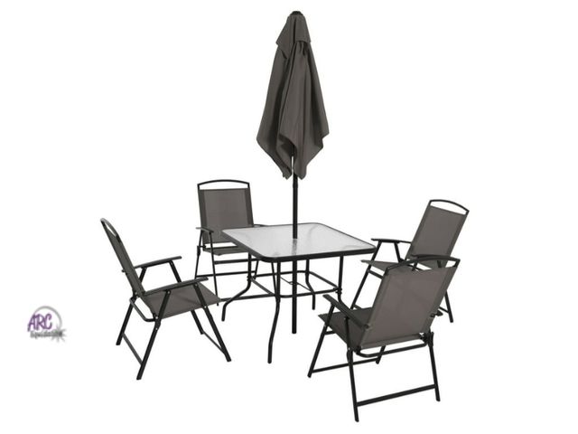 Lot 56-303814 - New,Mainstays Albany Lane 6-Piece Outdoor Patio Dining Set, Gray/Black