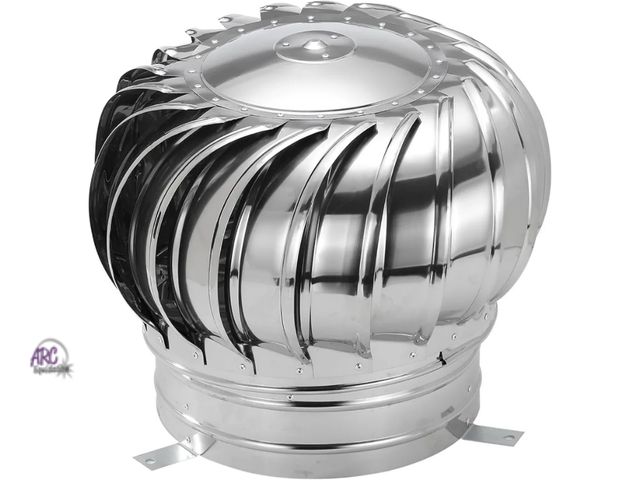 Lot 56-754650 - New in box.  11.8 Inch Exhaust Cap Roof Flue Vent Stainless Steel Roof Vent Wind Turbine Cap Cover R...