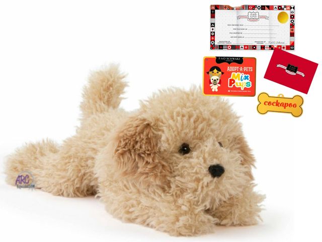 Lot 56-155930 - New F.A.O SCHWARZ 15” Adopt-A-Pets Miz Pups Tan Cockapoo Stuffed Animal Dog