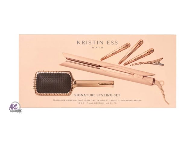 Lot 56-165714 - New Tested &amp; Works Kristin Ess Hair Signature Styling Set 3-in-1 Ceramic Flat Iron Retail $89 Fe...