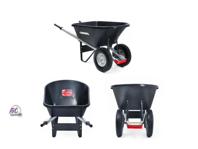 Lot 56-638665 - New Opened Box - Hardware Only Husky 6 cu. ft. Dual-Wheel, Poly Wheelbarrow with 8 in. Flat-Free Tir...