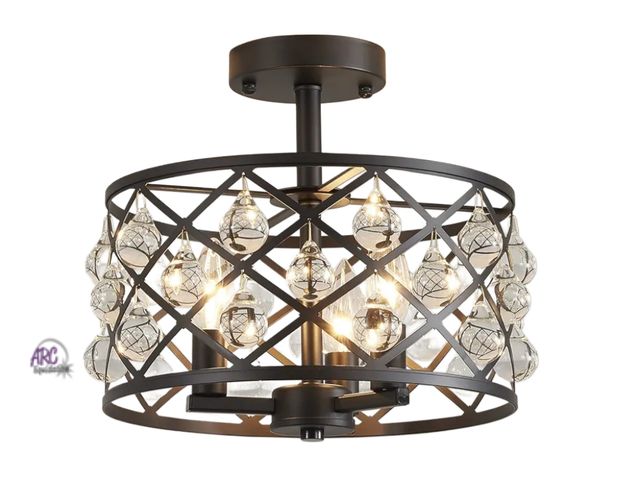 Lot 56-505934 - NEW-TORN BOX-Home decorators collection 3 light semi flush mount pennington crest collection ceiling...