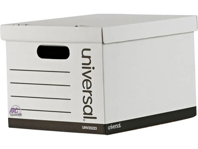 Lot 56-559118 - NEW-Universal Basic-Duty Economy Record Storage Boxes, 10 Pack, Letter/Legal Files, 12" x 15" x 10",...
