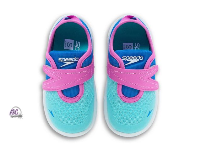 Lot 56-121860 - New Speedo Kids' S-Way Slip-On Toddler Water Shoes - Blue/Pink (Size Large)