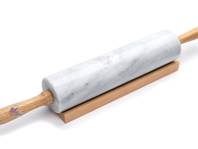 Lot 56-874317 - New - FoxRun Marble Rolling Pin with Wood Base