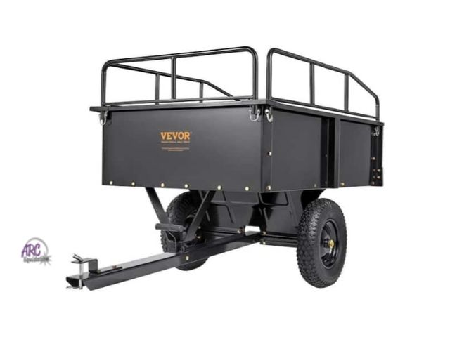Lot 56-759750 - New / missing hardware. 750 lbs. 15 cu. ft. Heavy Duty ATV Trailer Steel Dump Cart Garden Cart Garde...