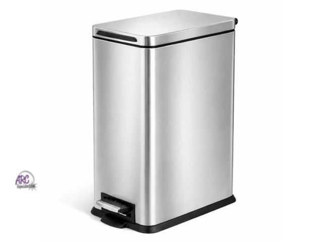 Lot 56-641265 - New Open Box - 4.4 Gal. Stainless Steel Step-On Kitchen Trash Can with Soft Close Lid and Slim Shape
