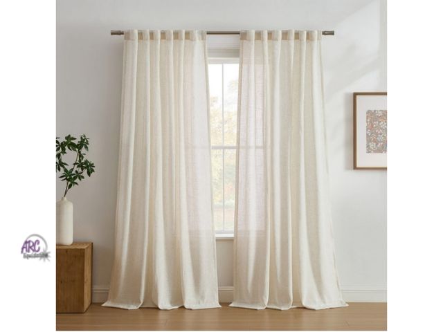 Lot 56-513865 - NEW-Haze panel curtains-pair- 52" x 96" per panel-cream colored