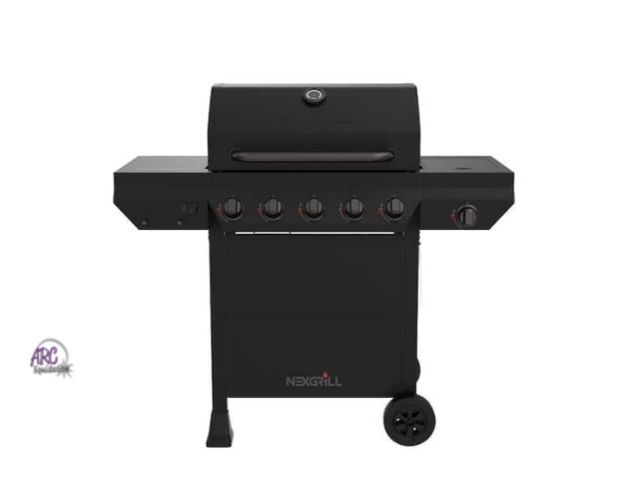 Lot 56-568143 - NEW-Nexgrill 5-Burner Liquid Propane Gas Grill in Graphite Black with Side Burner Assembled Depth (i...