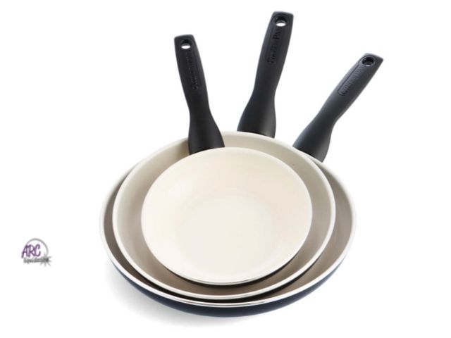Lot 56-546717 - NEW-GreenPan Rio 3pk (7", 9.5" and 11") Ceramic Nonstick Aluminum Frypan Set