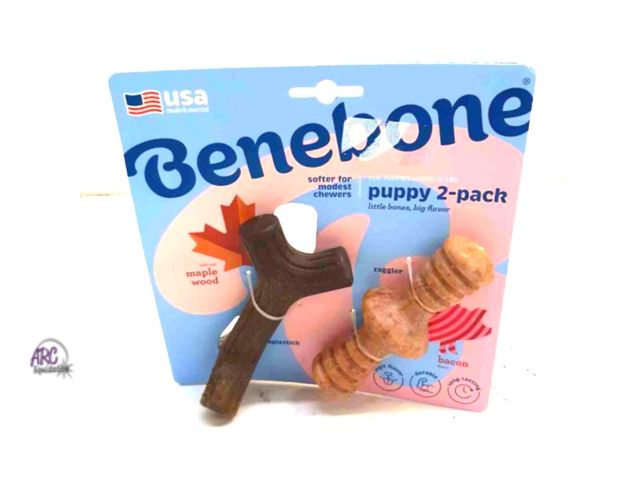 Lot 56-215960 - New - Benebone Puppies Under 15LBS Puppy 2 Pack Flavors Maplestick Maple Wood Zaggler Bacon