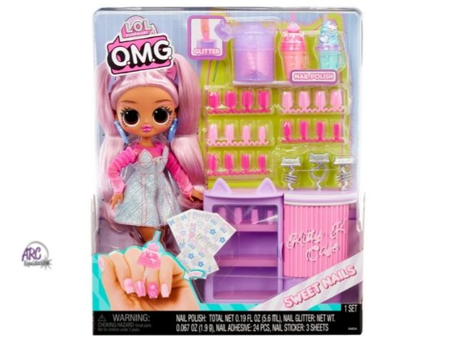 Lot 56-563830 - NEW-LOL Surprise OMG Sweet Nails Kitty K Café with 15 Surprises, Real Nail Polish, Press on Nails, S...