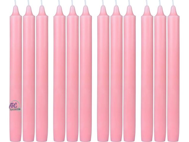 Lot 56-744698 - New 12-Piece Taper Candles, 10-Inch, Light Rose Straight