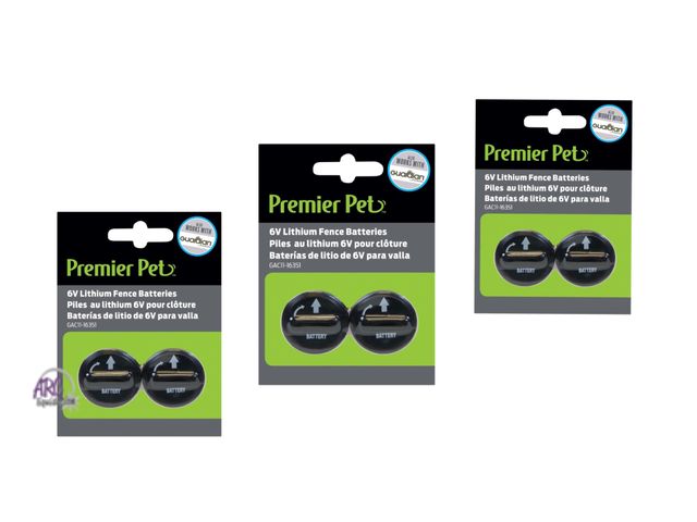 Lot 56-118524 - New Lot of 3 Premier Pet 6V Lithium Batteries - Replacement In-Ground Fence Collar Batteries - Pack ...