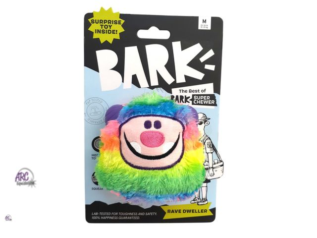 Lot 56-492164 - New in Package - Bark Super Chewer Rave Dweller Dog Toy Medium 20-50 lbs Squeaker Hidden Toy