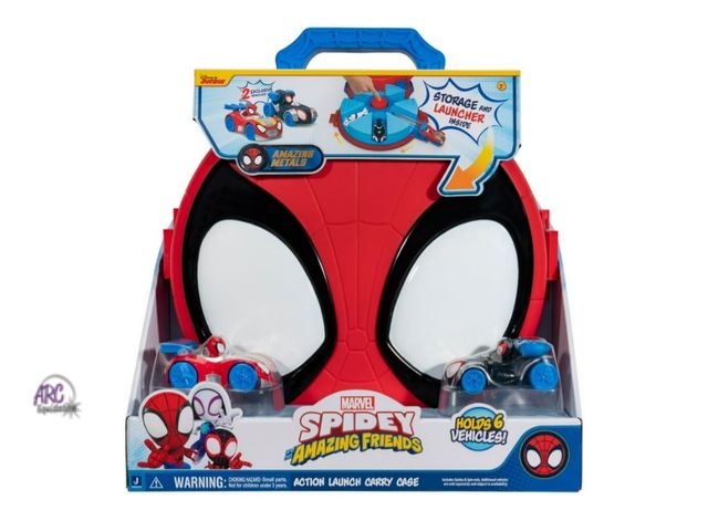 Lot 56-544528 - NEW-TORN PACKAGE-MARVEL Spidey and His Amazing Friends Action Launch Vehicle Carry Case Toddler Toy