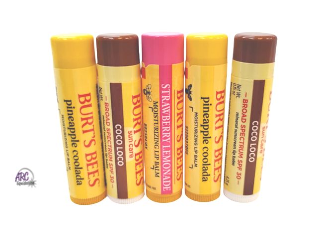 Lot 56-511765 - NEW-LOT OF 5-Burt's Bees lip balm, assorted flavors-4.25g per stick