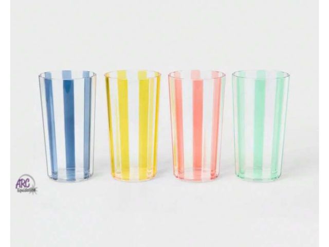 Lot 56-624327 - New 4 pack 18 fl oz Striped Tumblers - Sun Squad.