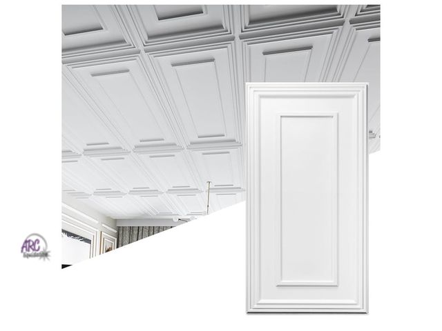 Lot 56-269250 - Art3d Drop Ceiling Tiles, 24x48in. White (12-Pack), Polyvinyl Chloride (PVC), Glue Down