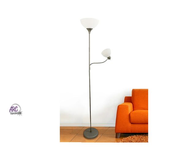 Lot 56-137898 - New Simple Designs Floor Lamp with Reading Light, Silver LF2000
