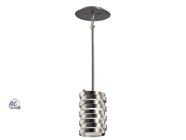 Lot 56-748898 - New in box. Kichler Roswell 8.5" 1 Light Mini Pendant with Satin Etched Diffuser and Off White Linen...