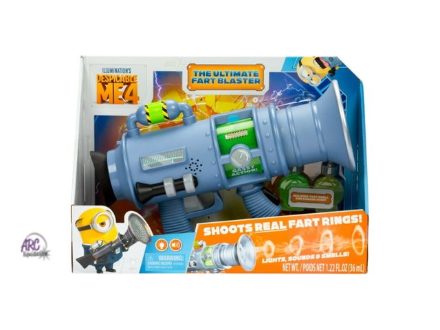 Lot 56-291330 - NEW OPEN BOX Despicable Me 4 The Ultimate Fart Blaster, Blasts out REAL Fart Rings of fog, Lights, S...