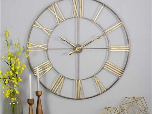Lot 56-364698 - New,No Box, Aspire Home Accents Gold Brass Analog Bedford 40 in. Round Metal Wall Clock Retail $130