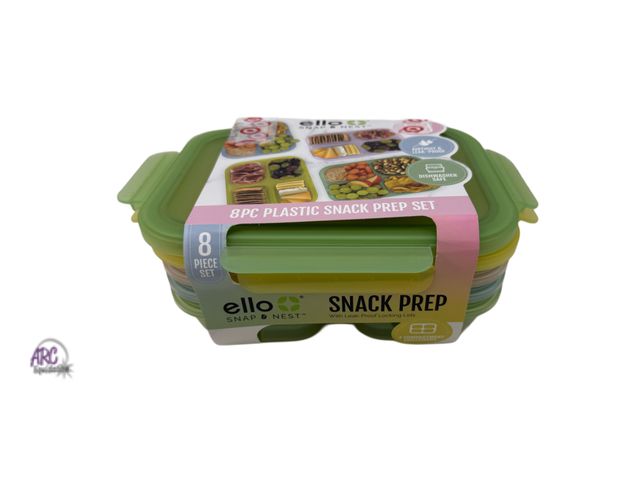 Lot 56-860834 - New - Missing Single Lid - Ello Snap &amp; Nest 7-piece plastic snack prep set. The set includes fou...