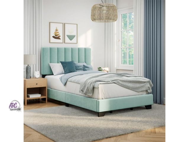 Lot 56-784712 - New in box. Reece Channel Stitched Upholstered Full Bed, Sage , by Hillsdale Living Essentials