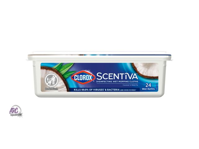 Lot 56-275212 - NEW-Clorox Scentiva Disinfecting Wet Mopping Cloths - Coconut &amp; Waterlily- 24ct