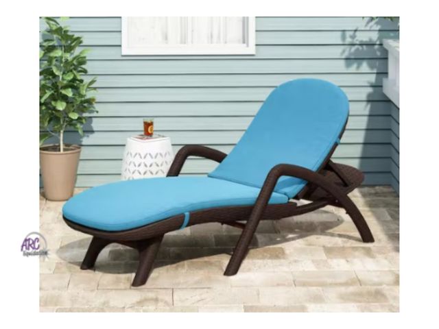 Lot 56-454661 - New - Primrose 28 in. x 79 in. Outdoor Patio Chaise Lounge Cushion in Blue