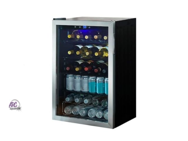Lot 56-765335 - New tested and works. Vissani 4.3 Cu. ft. Wine and Beverage Cooler in Stainless Steel Retail $429