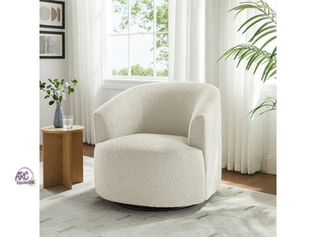 Lot 56-787413 - New in box. Mainstays Boucle Swivel Accent Chair, Cream