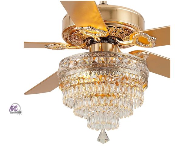 Lot 56-638051 - New - Crystal Ceiling Fan Fandelier with Lights - 52" Modern Outdoor Fans with Remote Control，Noisel...