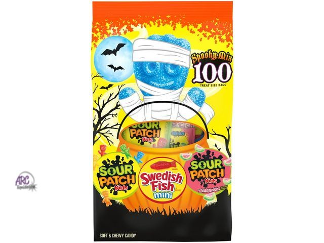 Lot 56-749798 - 100 pack SOUR PATCH KIDS &amp; SWEDISH FISH Mini  Candy Variety Pack. Best by 20 feb 2025