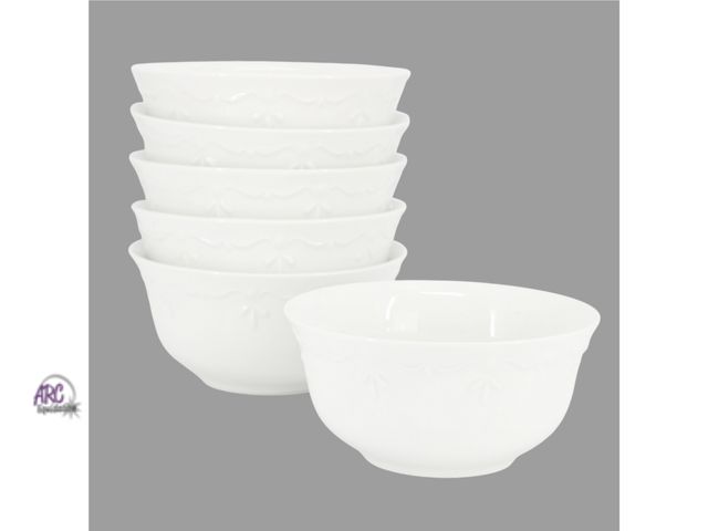 Lot 56-543317 - NEW-ELAMA-HENRY-BOWL
 6 Piece 6.1 Inch Porcelain Bowl Set in White