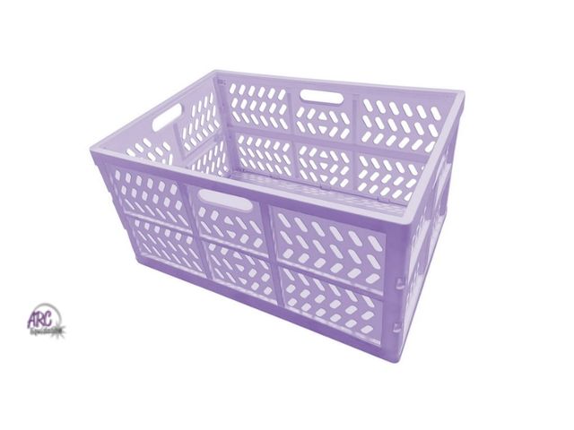 Lot 56-792524 - New Large Collapsible Bin lavender. 19.5" long x 13.5" wide x 10.25" tall