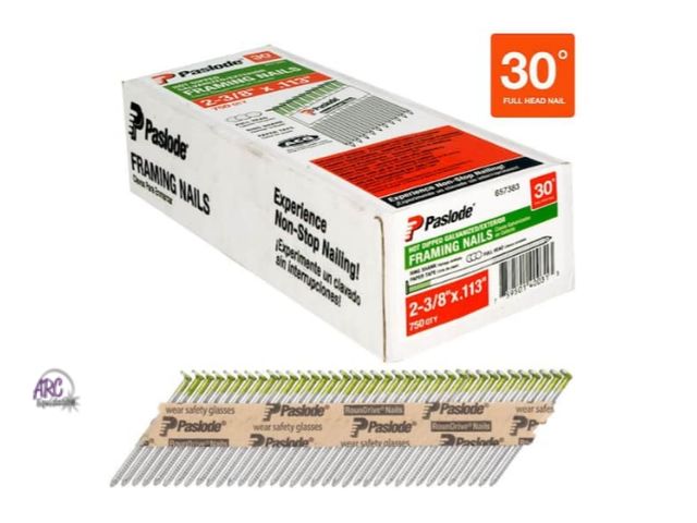 Lot 56-500923 - NEW-TORN PACKAGE-2-3/8 in. x 0.113 Round Drive 30-Degree Steel Galvanized Ring Shank Paper Tape Fram...