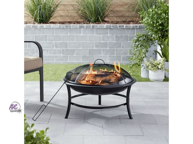 Lot 56-791213 - New Mainstays 26" Round Iron Outdoor Wood Burning Fire Pit,