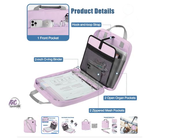 Lot 56-360825 - New, Moko zipper bind 2” 3 ring binder multi pockets for storage