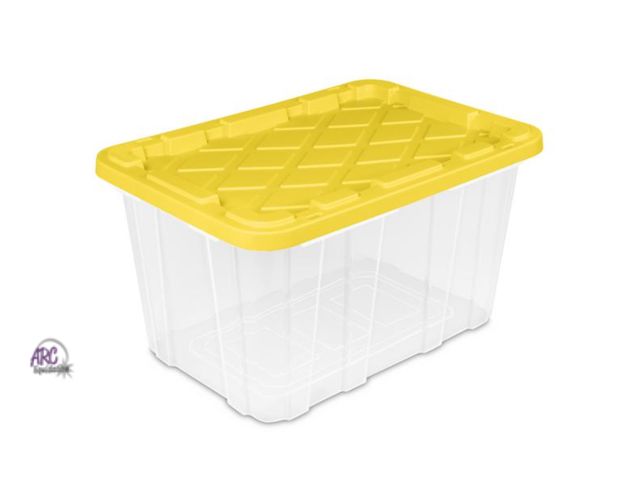 Lot 56-639850 - New - 27 Gallon Industrial tote 28.5” L x 19.625” W x 15.5” H Yellow Lily