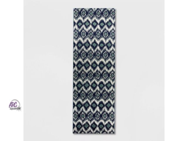 Lot 56-471312 - NEW-Ikat Outdoor Rug Blue - Threshold-2'7" x 8'
