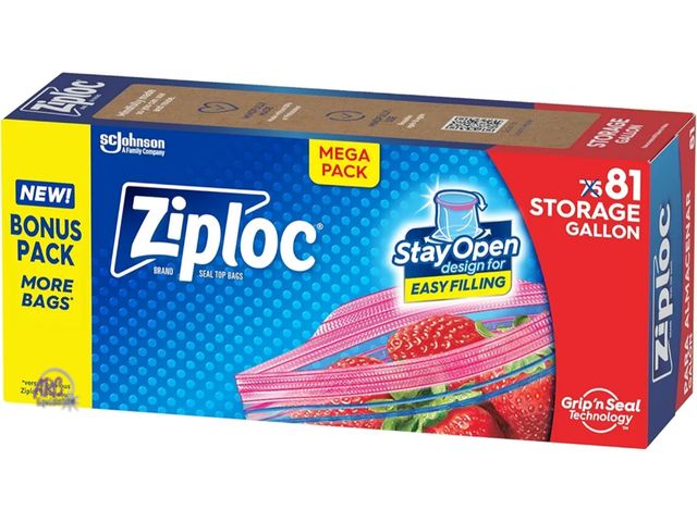 Lot 56-474112 - NEW-DAMAGED PACKAGE-Ziploc Gallon Food Storage Bags, Stay Open Design with Stand-Up Bottom, Easy to ...